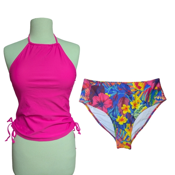 Beachsissi Tankini Set - Halter Top & Highrise Tropical Bottom Size M* - Picture 2 of 11